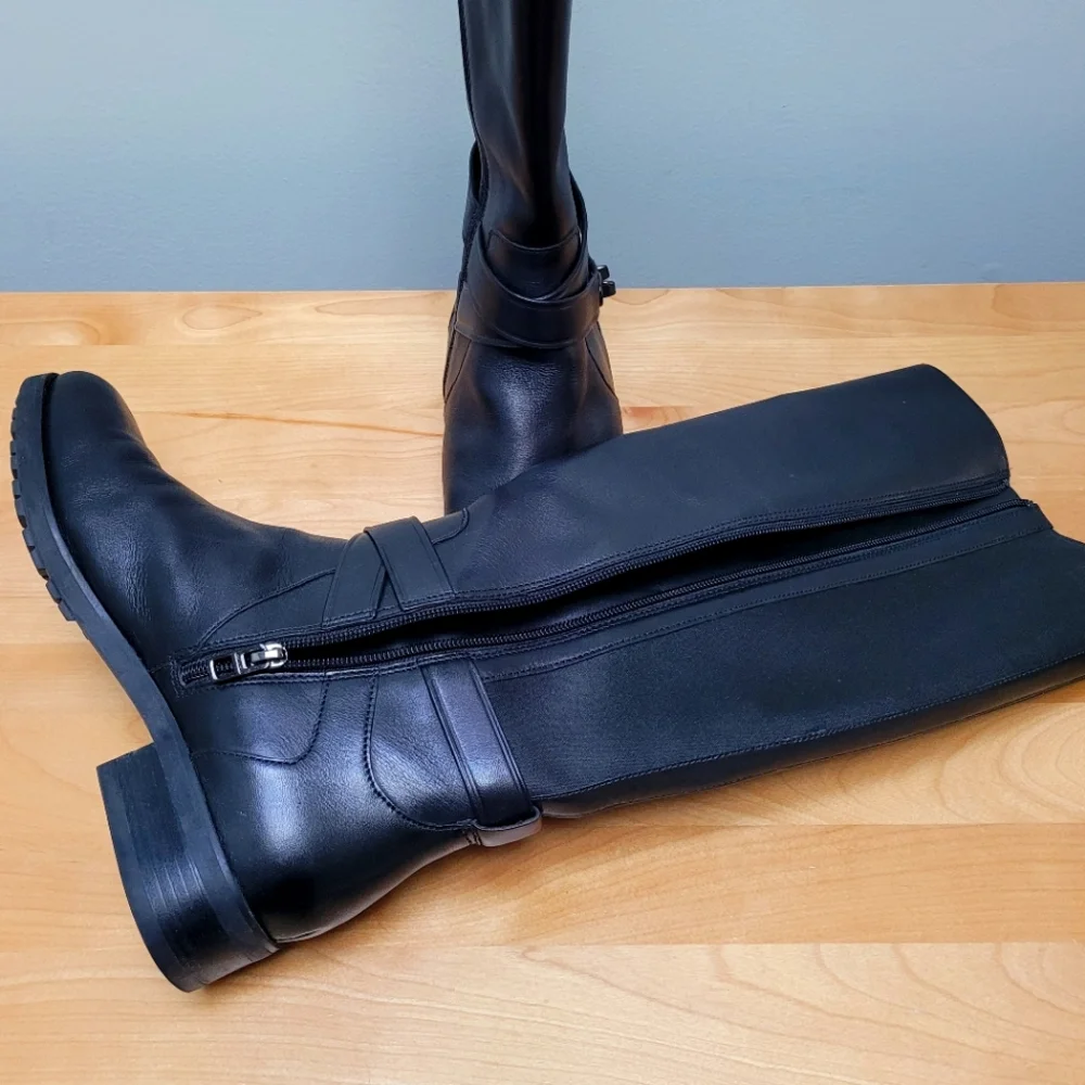 Coach Black Leather Knee-High Riding Boots